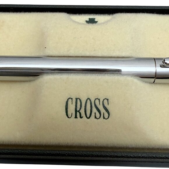 CROSS Classic Century Ballpoint Pen Chrome Lustre 3502 Green Boxed Silvertone - Picture 7 of 12